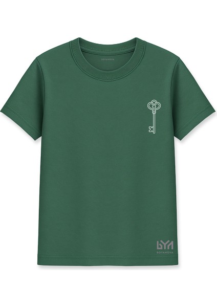 Kalbin Anahtarı Çizimli Yeşil Basic Tişört