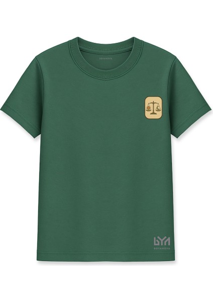 Denge ve Adalet Illüstrasyonlu Yeşil Basic Tişört