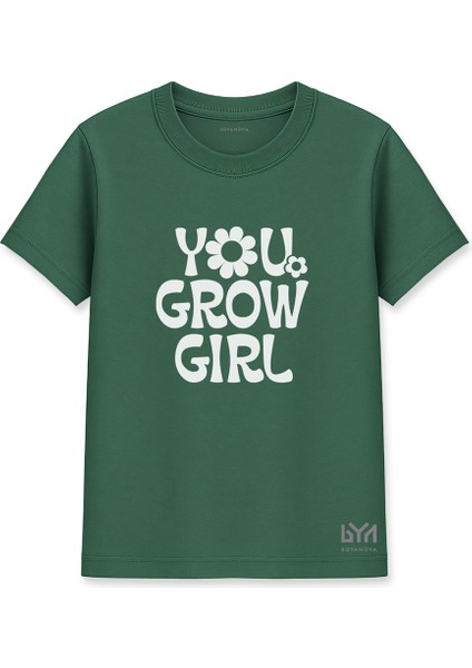 You Grow Girl Kadın Basic Yeşil Tişört