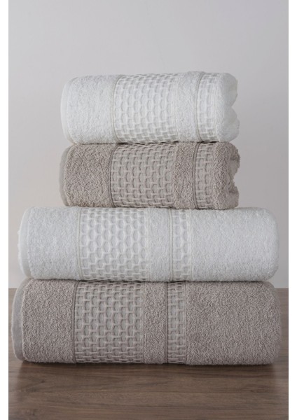 Kahverengi 4'lü Pamuklu Banyo Havlu Takımı, Şık ve Yumuşak Dokunuş. fiyatları