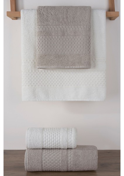 Kahverengi 4'lü Pamuklu Banyo Havlu Takımı, Şık ve Yumuşak Dokunuş. modelleri