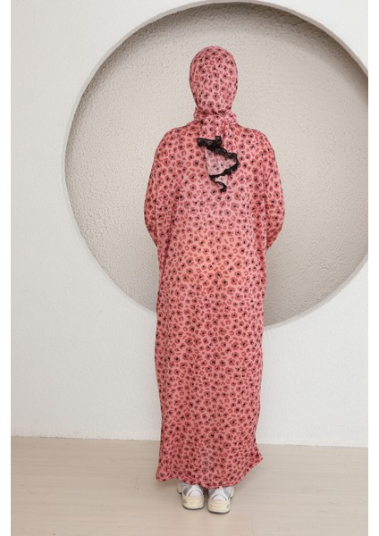 Yarım Fermuarlı Şık Desenli Başörtülü Kadın Namaz Elbisesi Renkli fiyatları