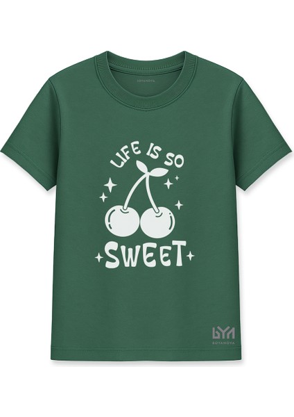 Life Is Kadın Basic Yeşil Tişört