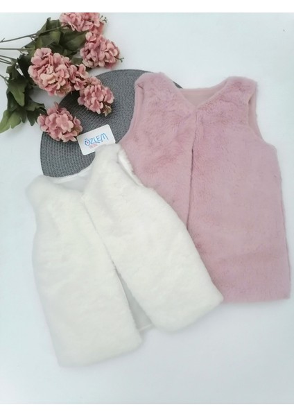 Elyaf Dolgulu Düz Doku Peluş Yelek Beyaz - 4 Yaş modelleri