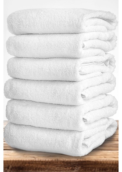 6'lı Beyaz Pamuk Otel Havlusu El ve Yüz 50X90 Cm, Yumuşak ve Dayanıklı