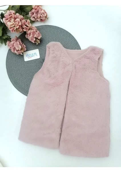 Elyaf Dolgulu Düz Doku Peluş Yelek Beyaz - 4 Yaş fırsatları