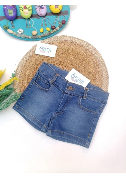 Unisex Denim Şort Mavi - 3 Yaş