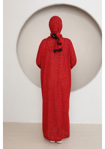 Yarım Fermuarlı Şık Desenli Başörtülü Kadın Namaz Elbisesi Renkli modelleri