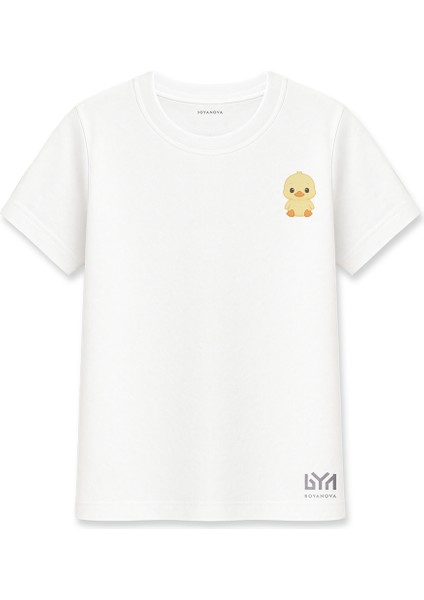 Sevimli Civciv Baskılı Beyaz Basic Tişört