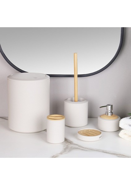 Krem Renkli 5 Parça Akrilik Banyo Seti, Şık ve Kullanışlı Tasarım