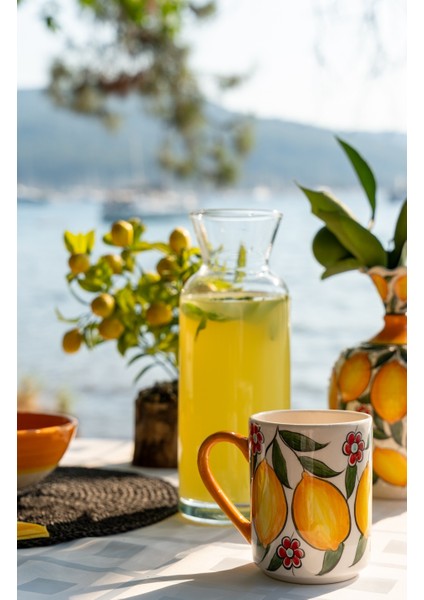 El Yapımı Limon Desenli Seramik Kupa fiyatları