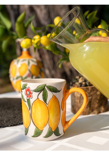 El Yapımı Limon Desenli Seramik Kupa fırsatları