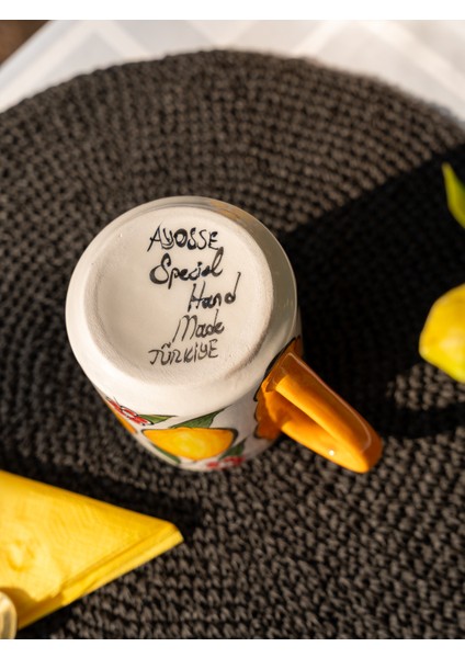 El Yapımı Limon Desenli Seramik Kupa indirimleri