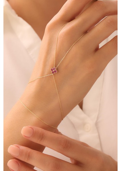 14 Ayar Kırmızı Taşlı Altın Şahmeran