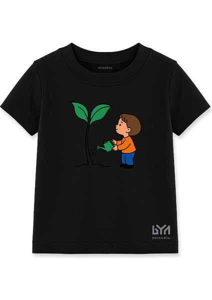 Minik Bahçıvan Siyah Çocuk Basic Tişört