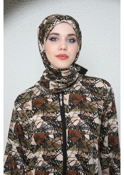 Tam Boy Fermualı Başörtülü Kadın Şık Namaz Elbisesi