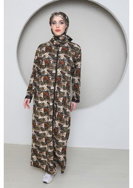 Tam Boy Fermualı Başörtülü Kadın Şık Namaz Elbisesi modelleri