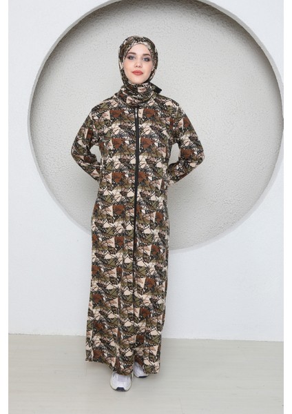 Tam Boy Fermualı Başörtülü Kadın Şık Namaz Elbisesi fırsatları