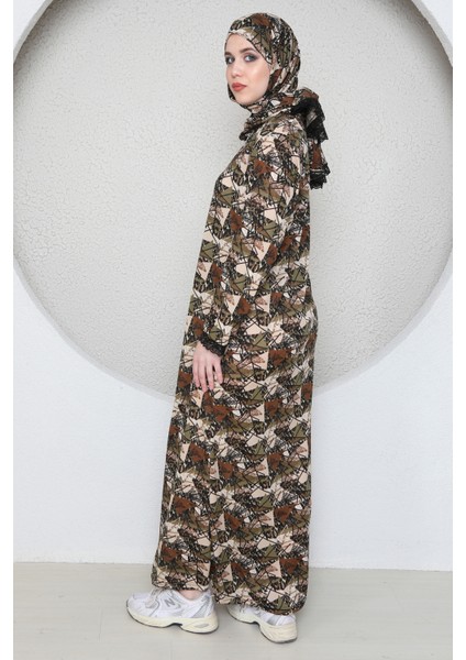 Tam Boy Fermualı Başörtülü Kadın Şık Namaz Elbisesi indirimleri