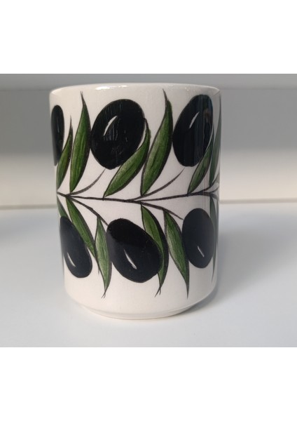 El Yapımı Zeytin Dalı Desenli Seramik Kupa modelleri