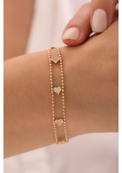 14 Ayar Taşlı Kalp Bileklik fiyatları
