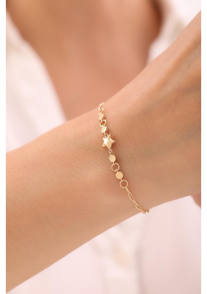 14 Ayar Ataç Zincirli Yıldız Bileklik fiyatları