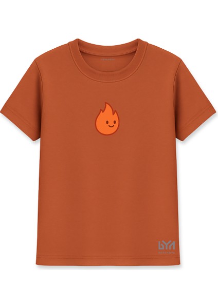 Gülümseyen Alev Damlası Karakterli Kiremit Basic Tişört