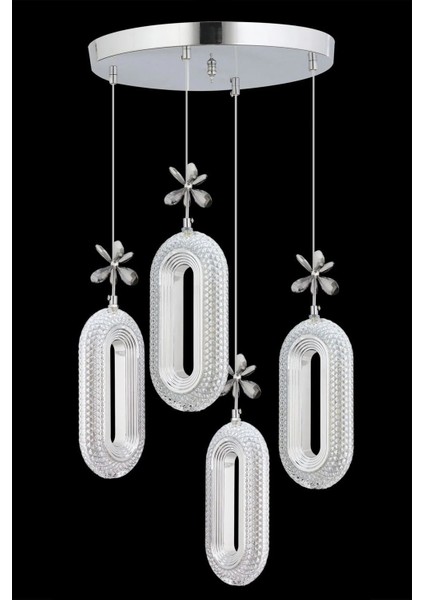 SERRA 4LÜ KROM 3 Renk LED ISIKLI SALON MUTFAK OTURMA ODASI ANTRE AVİZE fiyatları