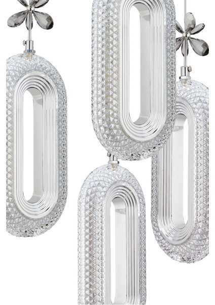 SERRA 4LÜ KROM 3 Renk LED ISIKLI SALON MUTFAK OTURMA ODASI ANTRE AVİZE modelleri