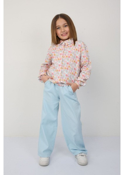 Çiçek Çiçek Müslin Gömlekli 2'li Takım Pembe - 4-5 Yaş