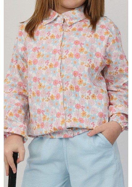 Çiçek Çiçek Müslin Gömlekli 2'li Takım Pembe - 4-5 Yaş modelleri