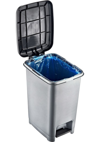 Şık 25 Lt Slim Pedallı Çöp Kovası Gri Siyah modelleri