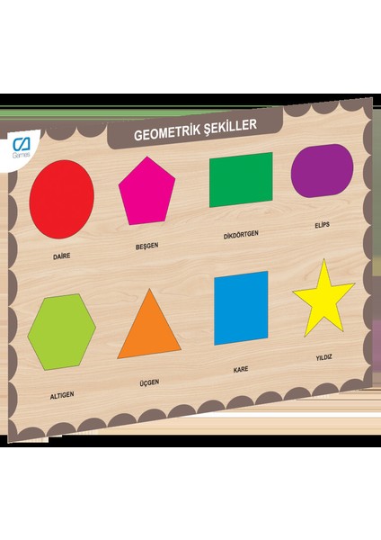 CAAHS-3204 Ca Games Ahşap Geometrik Şekiller Bul-Tak