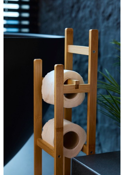 Kahverengi Bambu Standlı Wc Kağıtlık, Şık ve Kullanışlı Tasarım modelleri