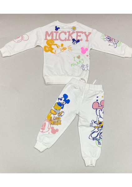 Mickey Mouse 2'li Eşofman Takım Beyaz - 4-5 Yaş