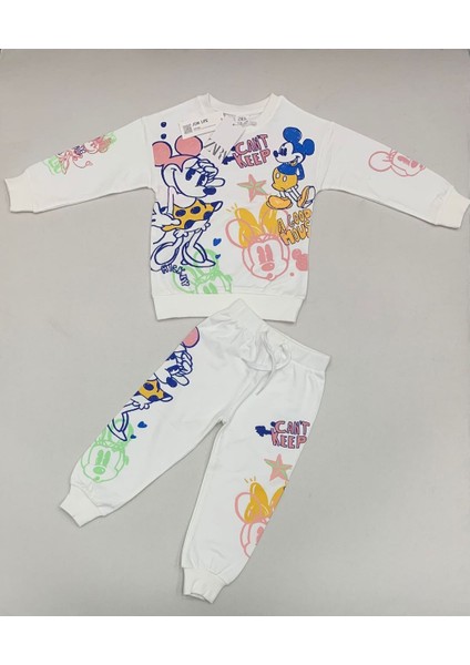 Mickey Mouse 2'li Eşofman Takım Beyaz - 4-5 Yaş fiyatları