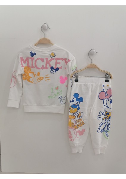 Mickey Mouse 2'li Eşofman Takım Beyaz - 4-5 Yaş modelleri