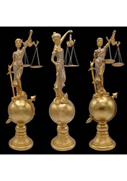 Themis Adalet Terazisi Heykeli ve Dünya Biblo Gold 37CM fırsatları