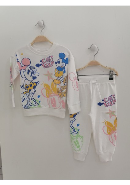 Mickey Mouse 2'li Eşofman Takım Beyaz - 4-5 Yaş indirimleri