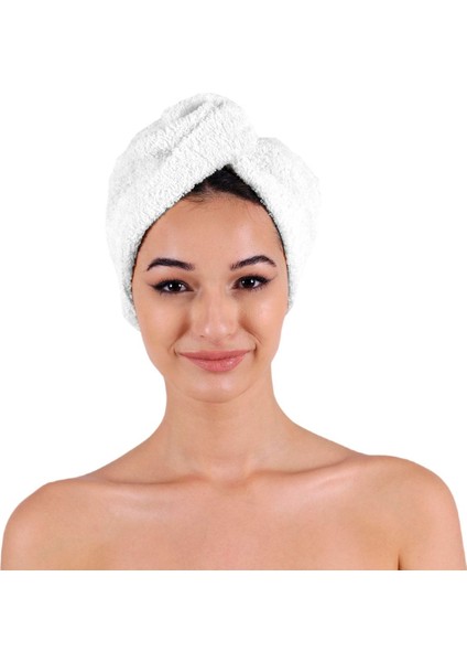 %100 Pamuk Düz Eponj Düğmeli Havlu Saç Kurulama Bonesi, Yumuşak ve Hafif Kullanım Sağlar