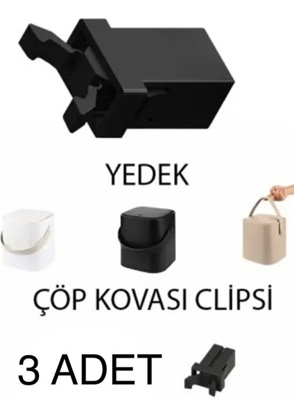 Siyah Sihirli Çöp Kovası Yedek Kilit ve Clips, 3'lü Set