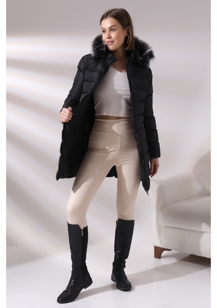 Kadın Kapüşonlu Fermuarlı Microjel Dolumlu Peluşlu Su ve Rüzgar Gecirmez Monta modelleri