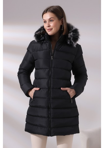 Kadın Kapüşonlu Fermuarlı Microjel Dolumlu Peluşlu Su ve Rüzgar Gecirmez Monta fırsatları