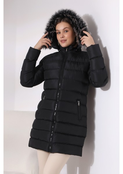 Kadın Kapüşonlu Fermuarlı Microjel Dolumlu Peluşlu Su ve Rüzgar Gecirmez Monta indirimleri