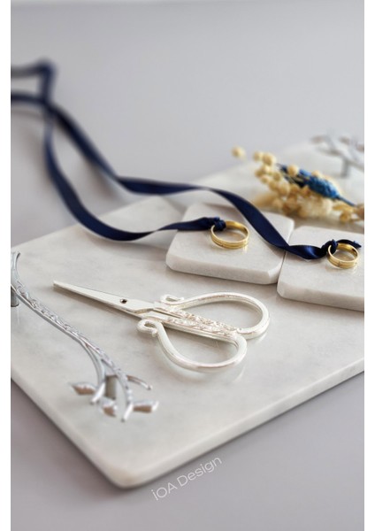 6 Parçalı Set - Akasya Gerçek Ince Mermer Söz/nişan Tepsi Seti - Gümüş Kulp fiyatları