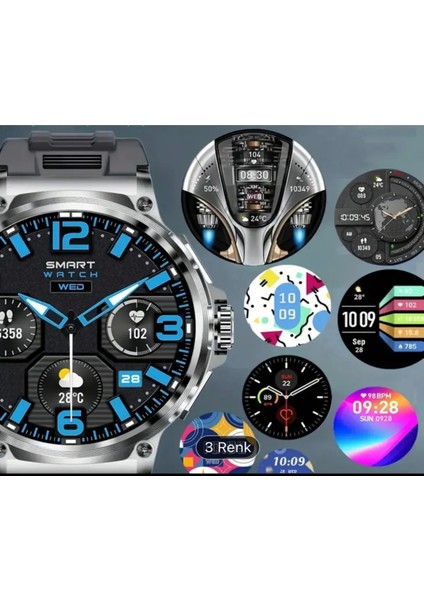 Süper Amoled S Mart Watch Akıllı Saat Ultra Lüx Çok Uzun Pil Ömrü Ekstra Metal Kordonlu