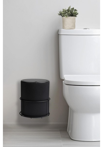 Şık Siyah Yuvarlak Çöp Kovası, Kolay Kullanım ve Temizlik Için Ideal