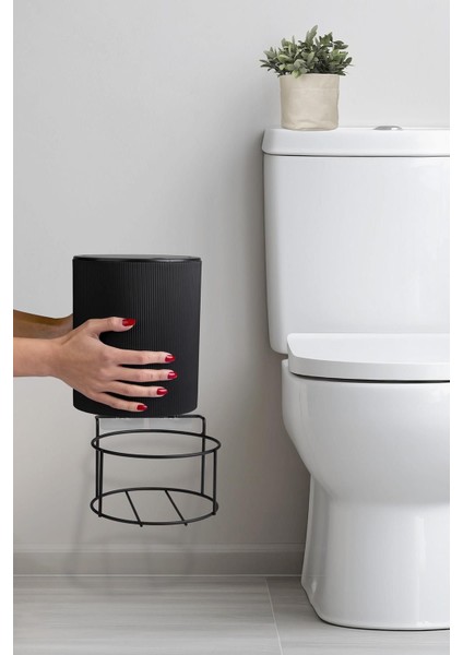 Şık Siyah Yuvarlak Çöp Kovası, Kolay Kullanım ve Temizlik Için Ideal indirimleri