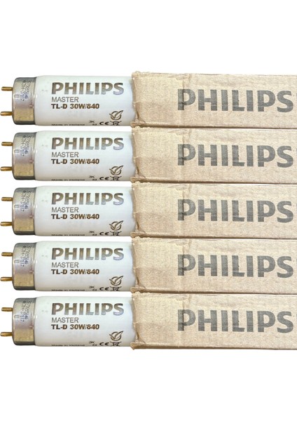 (5 Adet) Philips 30W 840 Günışığı (4000K) G13 DUYLU T8 Floresan