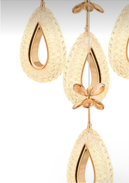 Damla-4lu-GOLD 3 Renk LED ISIKLI SALON MUTFAK OTURMA ODASI ANTRE AVİZE fırsatları
